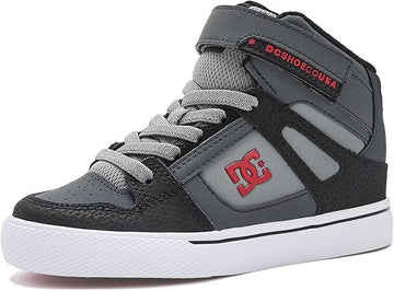DC DC Youth Pure Hi Top EV Skate Shoes - Grey/Black/Red Grey/Black/Red 12 Mens Skate Shoes 6 to 18