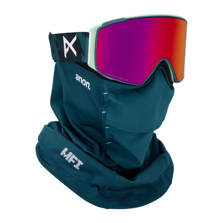 Anon Anon Unisex M4S Goggles (Cylindrical) + Bonus Lens + MFI® Face Mask - Family Tree/Perceive Sunny Red Family Tree/Perceive Sunny Red OS Mens Goggles Complete