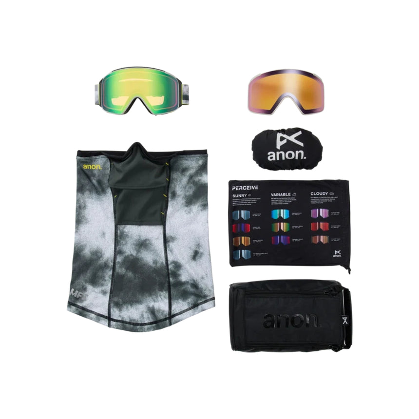 Anon Anon Unisex M4S Goggles (Cylindrical) + Bonus Lens + MFI® Face Mask - Tilt Shift/Perceive Variable Green Tilt Shift/Perceive Variable Green OS Mens Goggles Complete