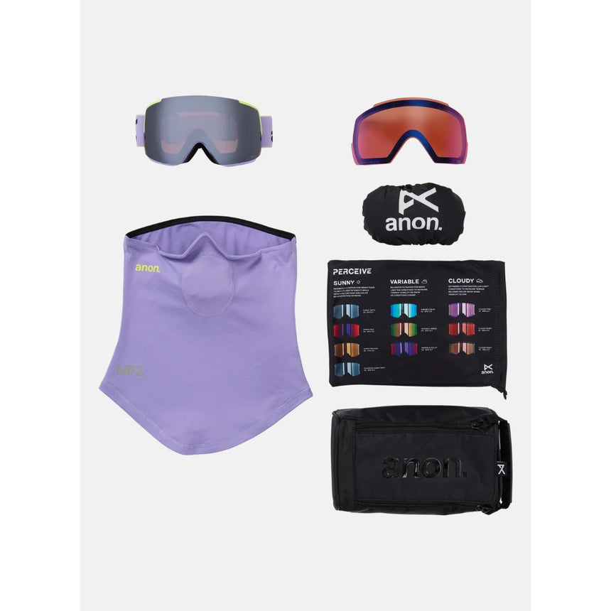 Anon Anon Unisex M5 Goggles + Bonus Lens + MFI® Face Mask - Hyper Lilac/Perceive Sunny Onyx Hyper Lilac/Perceive Sunny Onyx OS Mens Goggles Complete