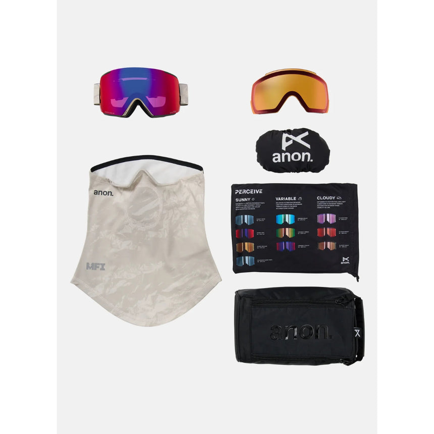 Anon Anon Unisex M5S Goggles + Bonus Lens + MFI® Face Mask - Sediment/Perceive Sunny Red Sediment/Perceive Sunny Red OS Mens Goggles Complete