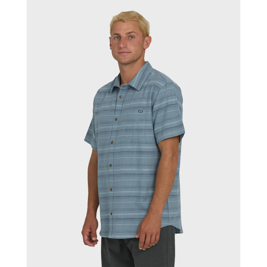 Billabong Billabong Men's All Day Stripe Short Sleeve Shirt - Blue Fog Blue Fog S Mens Button Up Short Sleeve Shirts