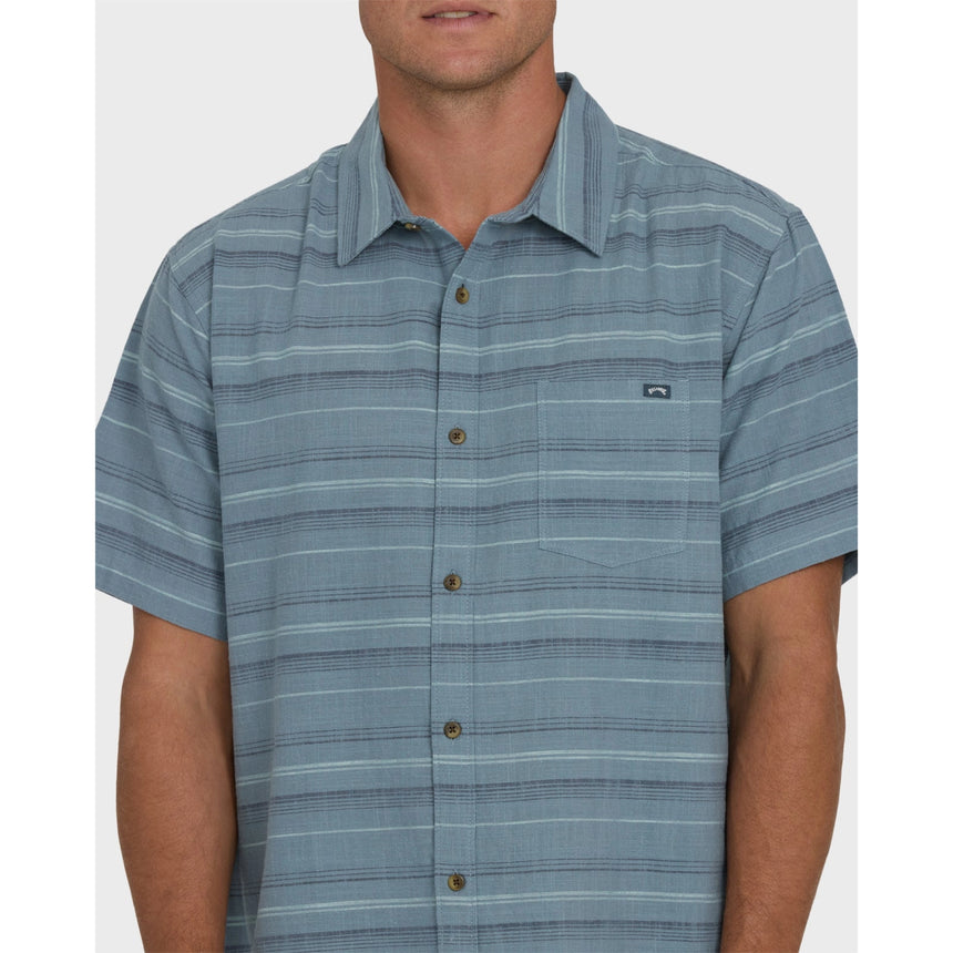 Billabong Billabong Men's All Day Stripe Short Sleeve Shirt - Blue Fog Blue Fog S Mens Button Up Short Sleeve Shirts