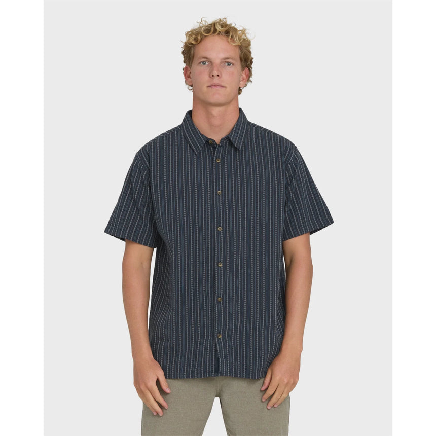 Billabong Billabong Men's Garage Sandon Jacquard Short Sleeve Woven Shirt - True Navy True Navy S Mens Button Up Short Sleeve Shirts