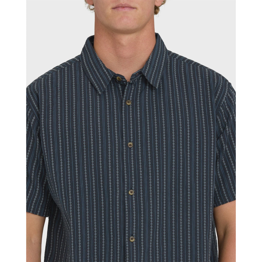 Billabong Billabong Men's Garage Sandon Jacquard Short Sleeve Woven Shirt - True Navy True Navy S Mens Button Up Short Sleeve Shirts