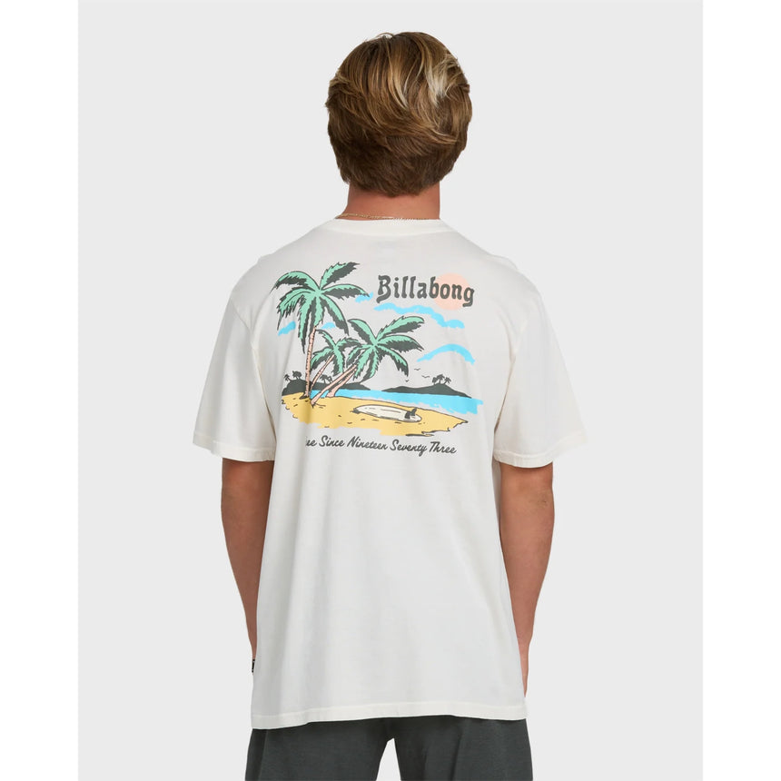 Billabong Billabong Men's Loner Wave Washed Premium Short Sleeve Knit T-Shirt - Off White Off White S Mens T-Shirts