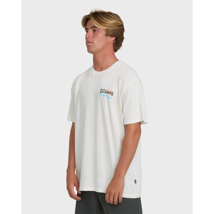 Billabong Billabong Men's Loner Wave Washed Premium Short Sleeve Knit T-Shirt - Off White Off White S Mens T-Shirts