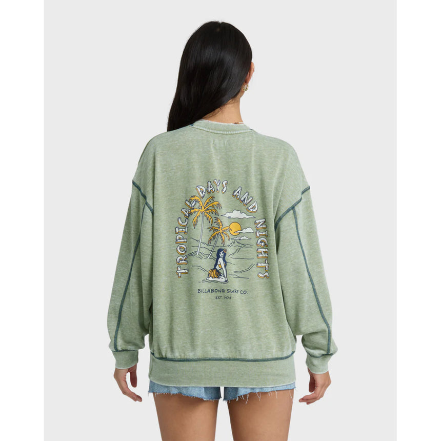 Billabong Billabong Women's All The Days Kendal Crew Fleece Dark Olive XS Womens Pull Over Hoodies