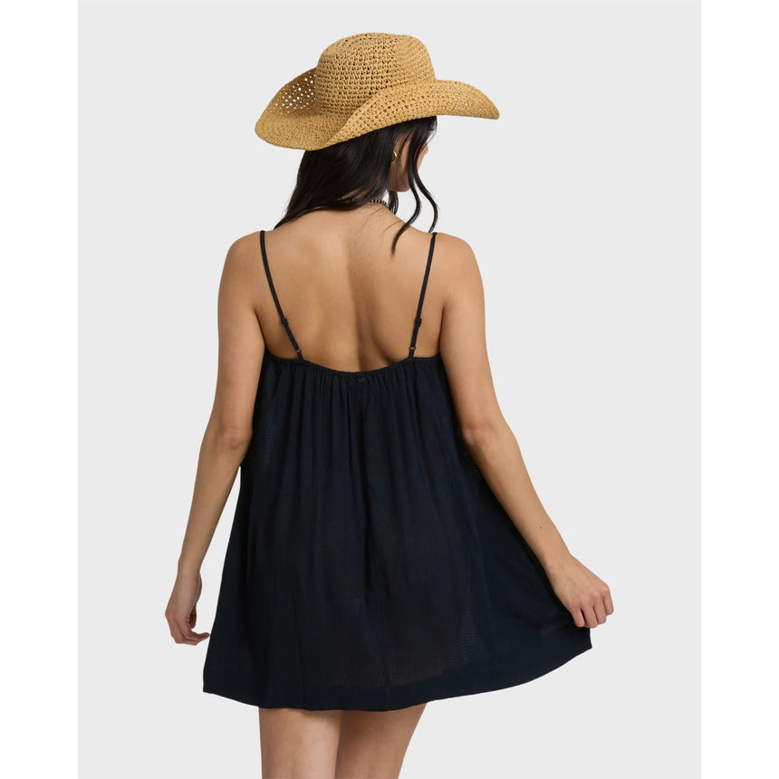 Billabong Billabong Women's Beach Song Solid Mini Cover- Up Dress - Black Sands Black Sands XS Womens Short Dresses
