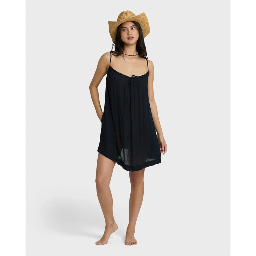 Billabong Billabong Women's Beach Song Solid Mini Cover- Up Dress - Black Sands Black Sands XS Womens Short Dresses