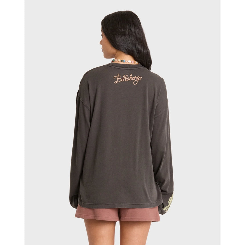 Billabong Billabong Women's Familiar Roads Long Sleeve Tee - Off Black Off Black XS Womens Long Sleeve Shirts