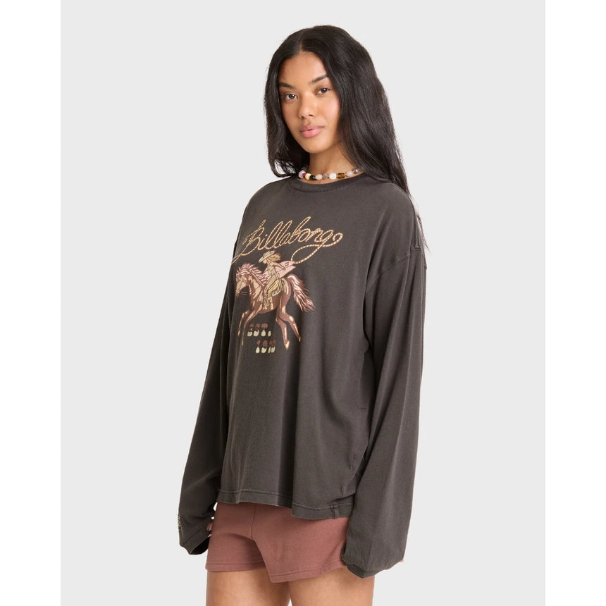 Billabong Billabong Women's Familiar Roads Long Sleeve Tee - Off Black Off Black XS Womens Long Sleeve Shirts