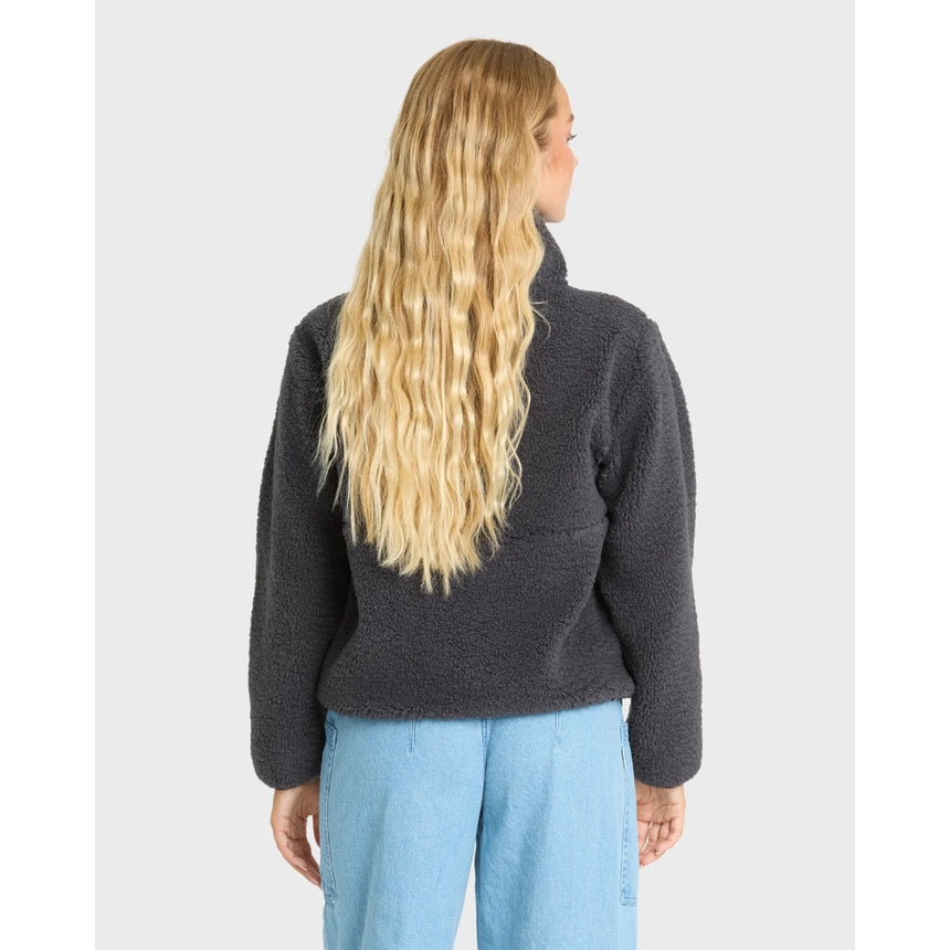 Billabong Billabong Women's Horizon Sherpa Mock Neck Half Zip Sweatshirt - Black Sands Black Sands XS Womens Zip Up Hoodies
