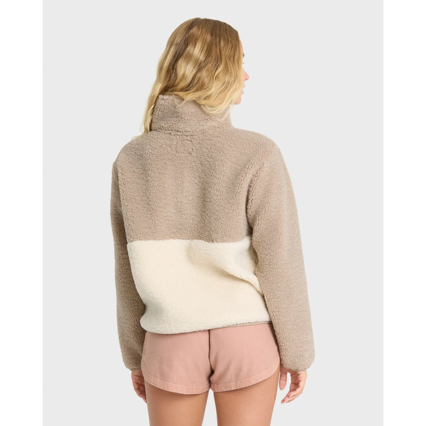 Billabong Billabong Women's Horizon Sherpa Mock Neck Half Zip Sweatshirt - Cobblestone Cobblestone XS Womens Zip Up Hoodies