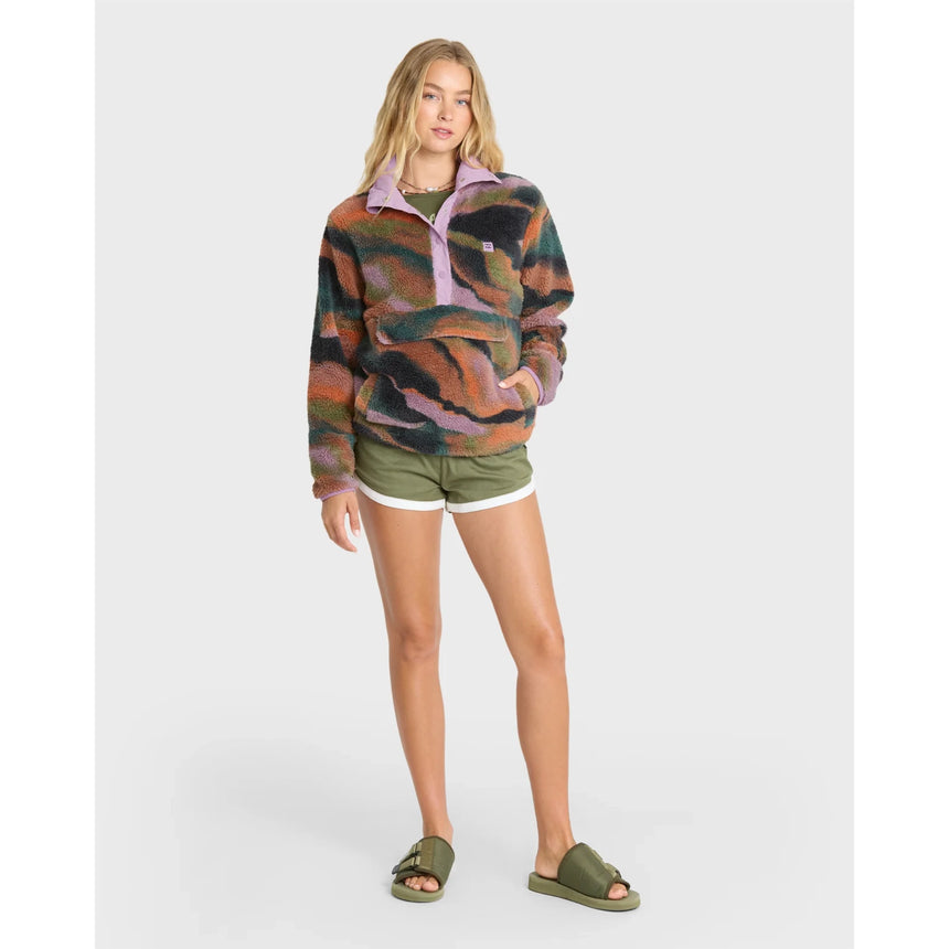 Billabong Billabong Women's Switchback Sherpa Half Snap Fleece Pullover - Black Multi Black Multi XS Womens Zip Up Hoodies