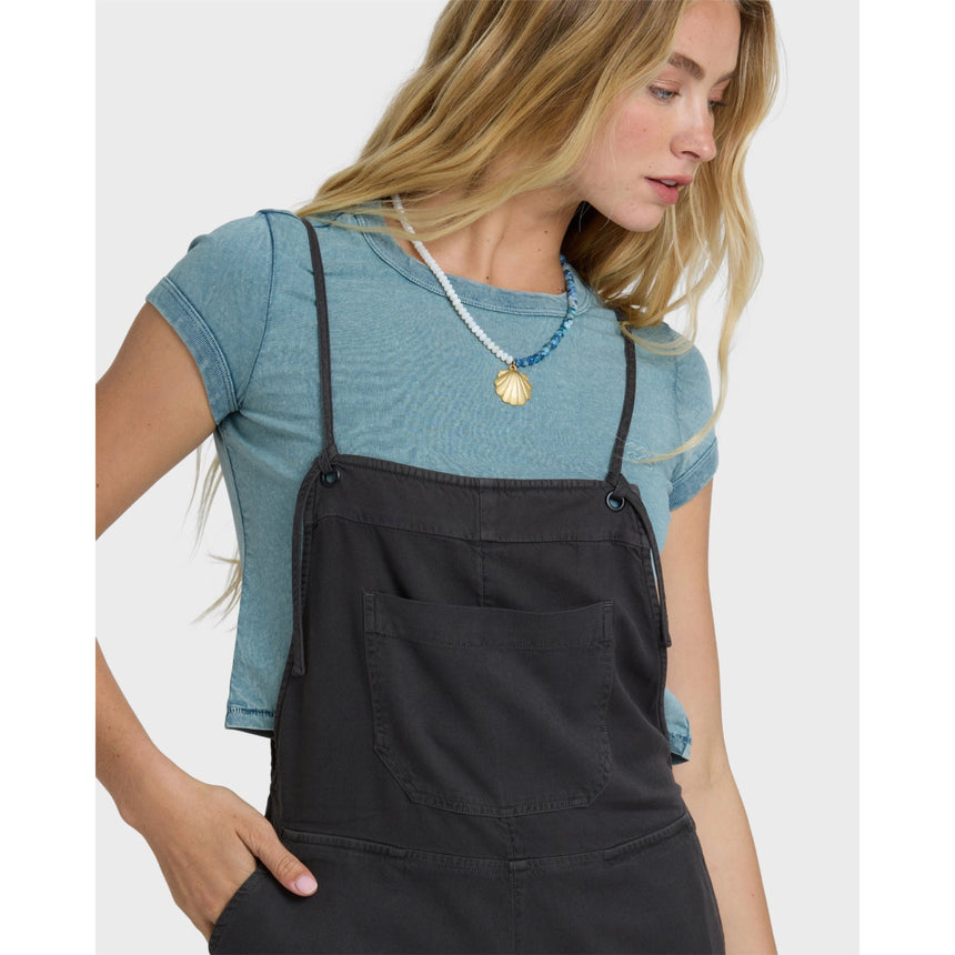 Billabong Billabong Women's Wild Pursuit Yarn-Dyed Overalls - Off Black Off Black XS Womens Rompers
