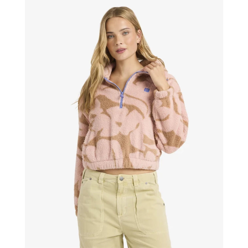 Billabong Billabong Womens Barra Half Zip Pullover - Rose Brown Rose Brown XS Womens Pull Over Hoodies