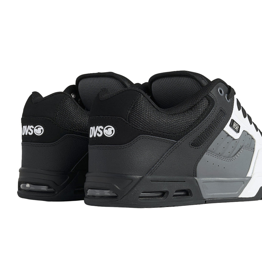 DVS DVS Men's Enduro Heir Skate Shoe - White Black Grey Leather White Black Grey Leather 9 Mens Skate Shoes 6 to 18