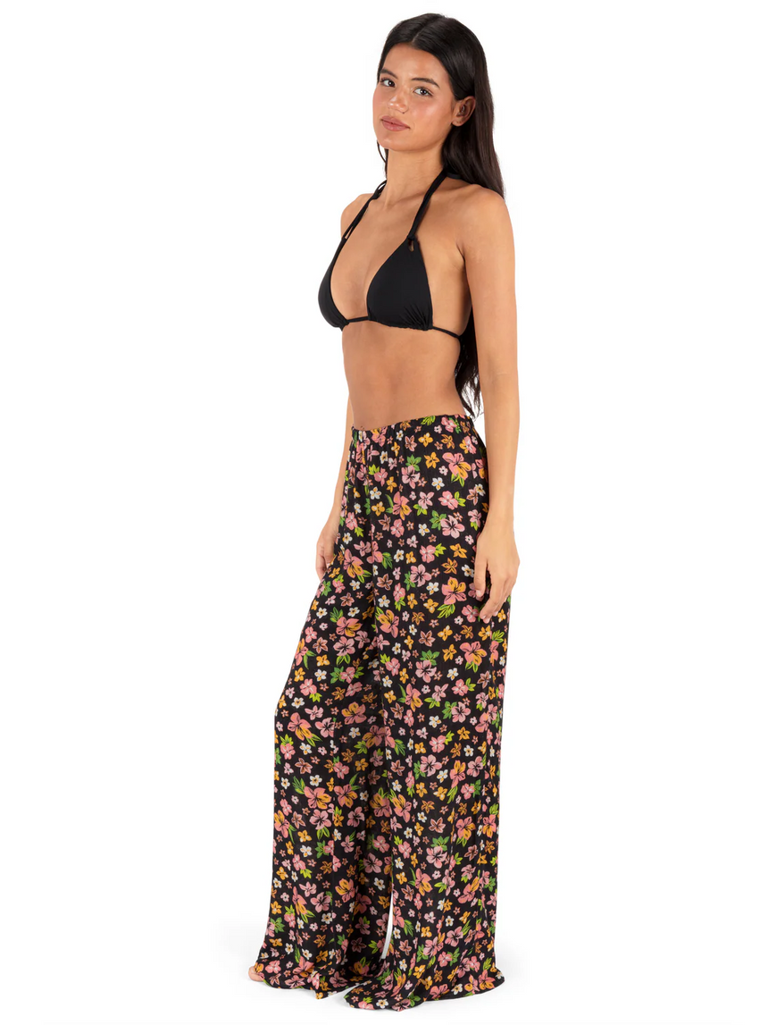 Hurley Hurley Women's Hibiscus Dream Beach Pant - Black Floral Black Floral S Womens Pants and Jeans