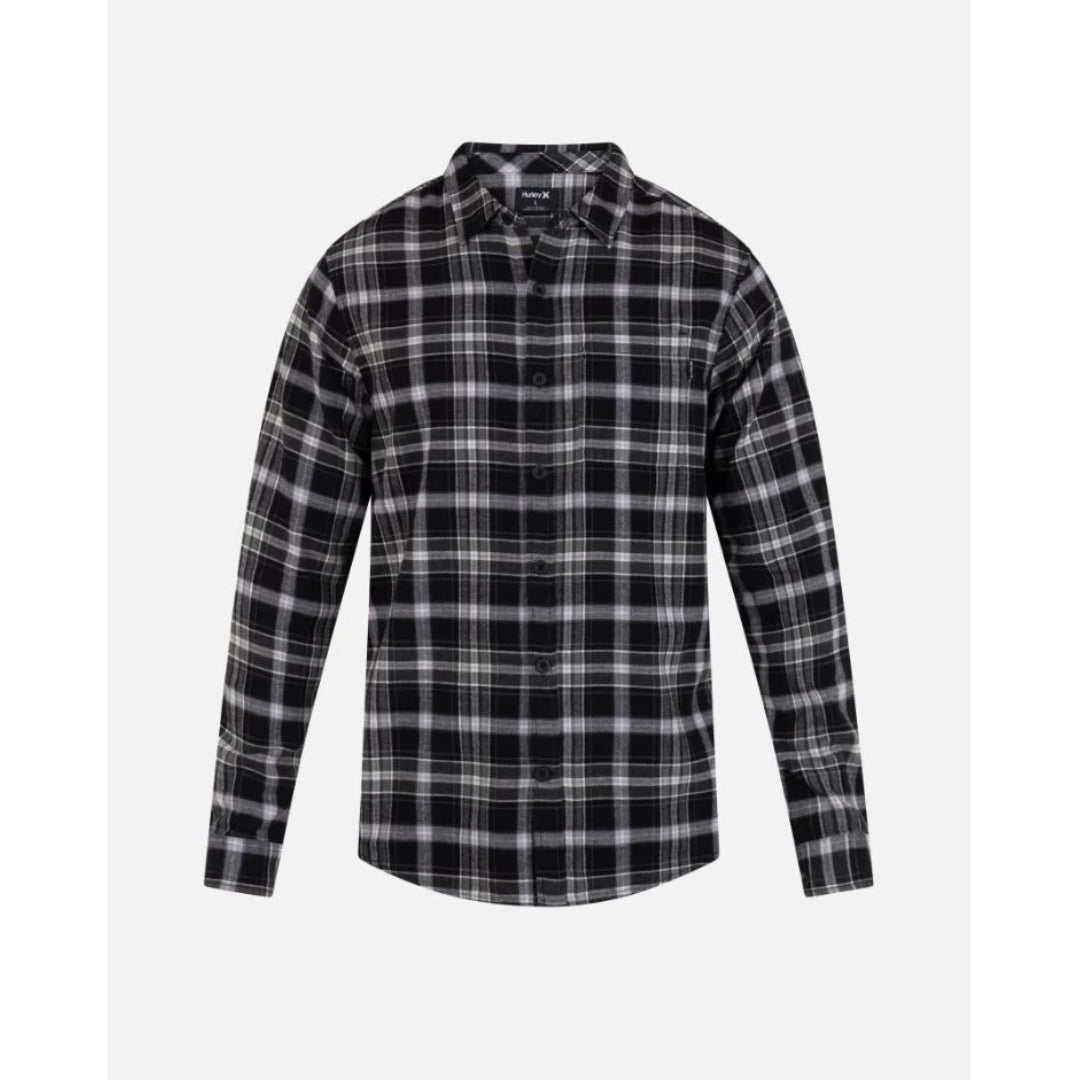 Hurley Hurley Men's Portland Organic Flannel Long Sleeve Pebble M Mens Button Up Long Sleeve Shirts