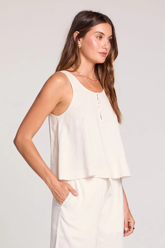 Saltwater Luxe Saltwater Luxe Women's Woven A-Line Tank - Ecru Ecru S Womens Tank Tops