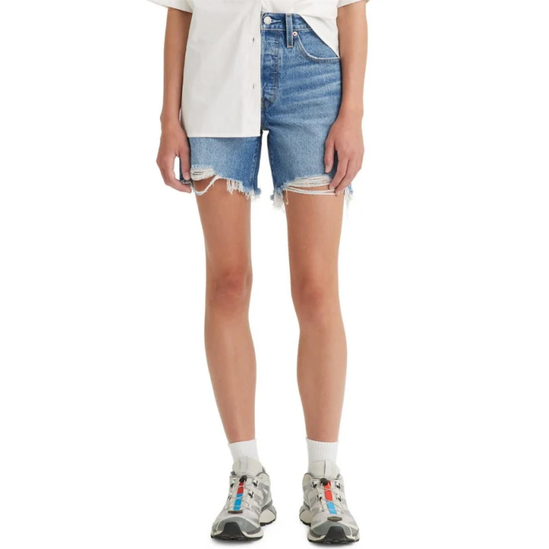 Levis Levis 501 Mid Thigh Short CHARLESTON PICKS 25 Womens Jean Shorts