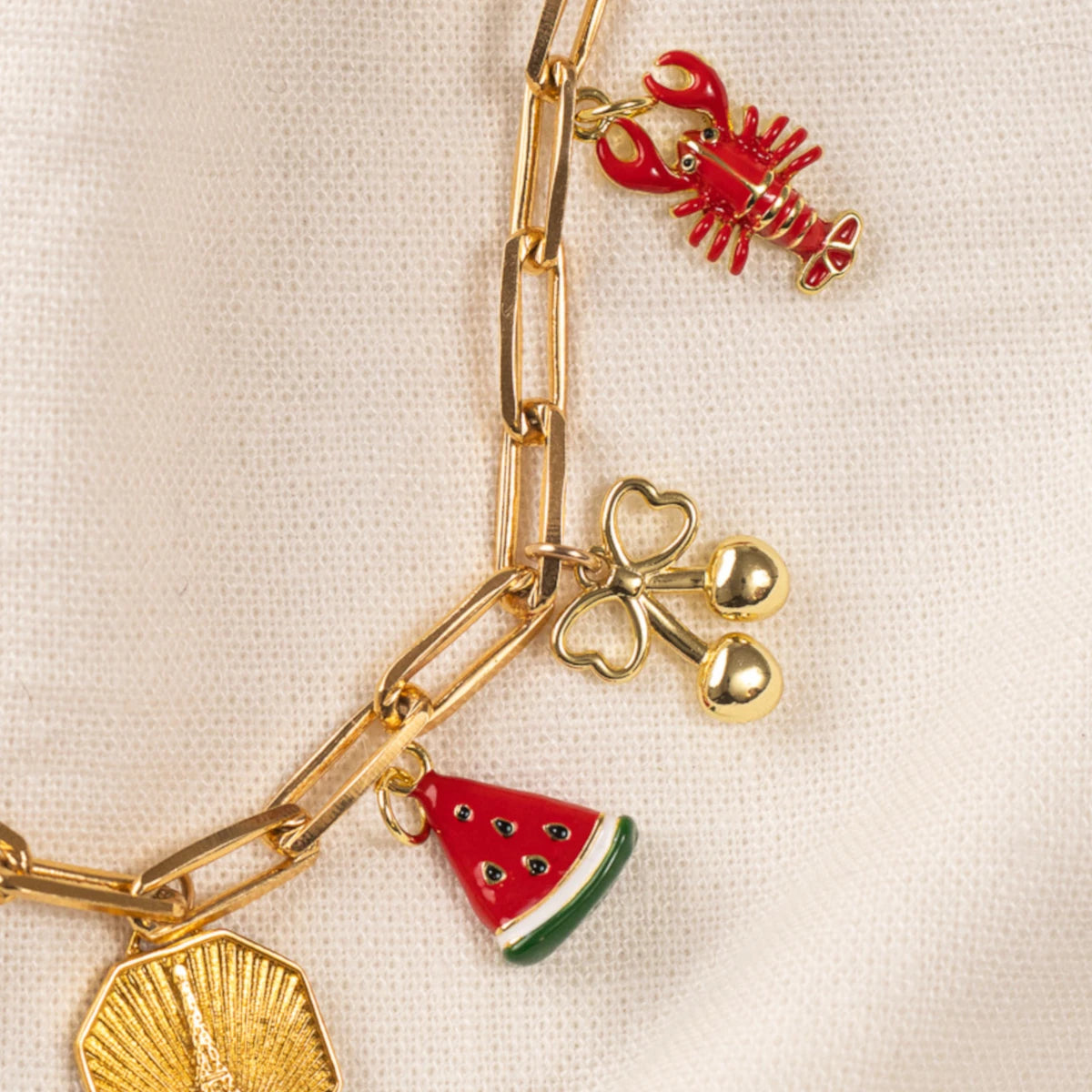 Pura Vida Enamel Stripe Bar GD Charm Bracelet