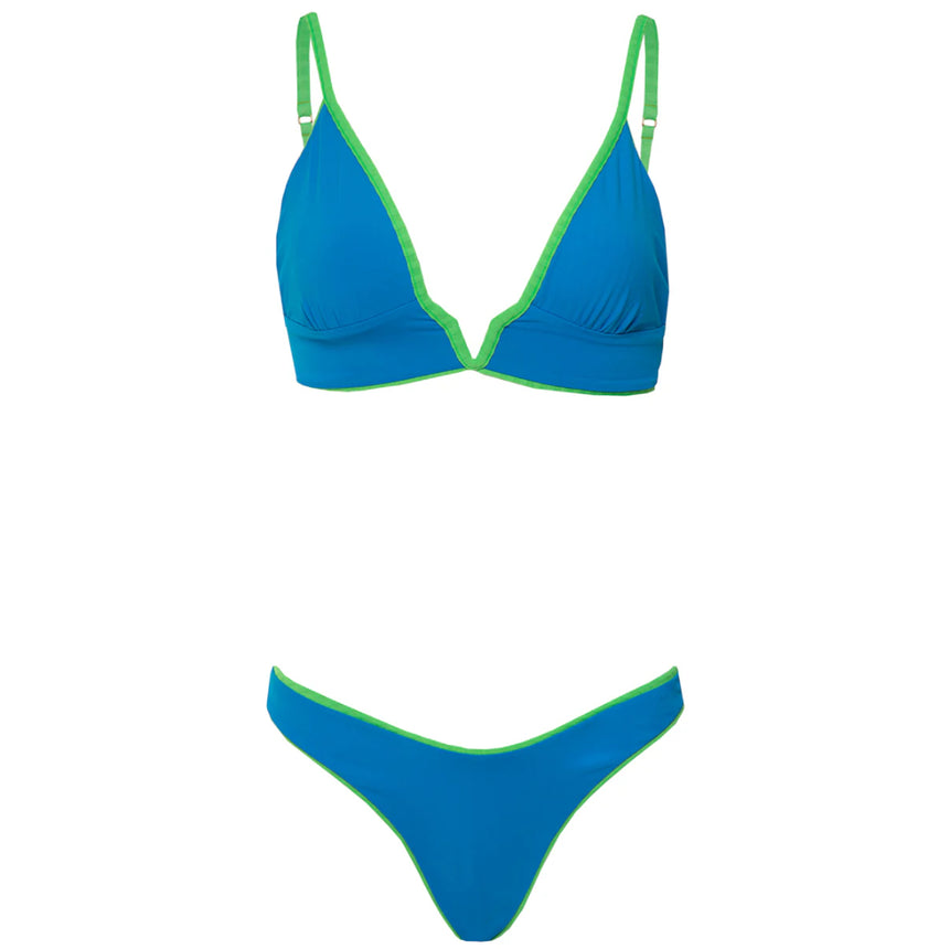 Maaji Paradiso Long Line Triangle Bikini Top - Green Mojito Green S Womens Bikini Tops