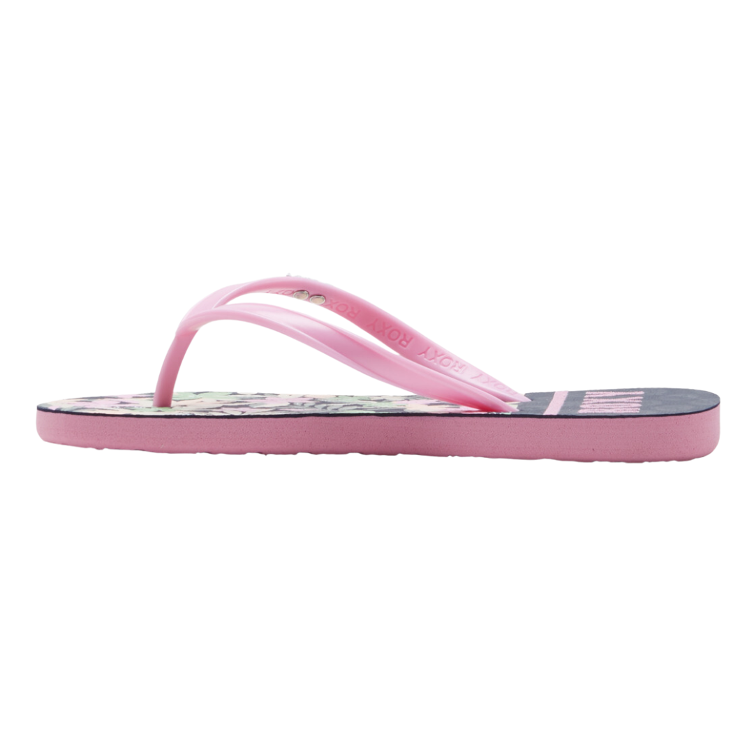 Roxy Girls RG Viva Stamp II Flip Flops - Crazy Pink/ Blue Radiance