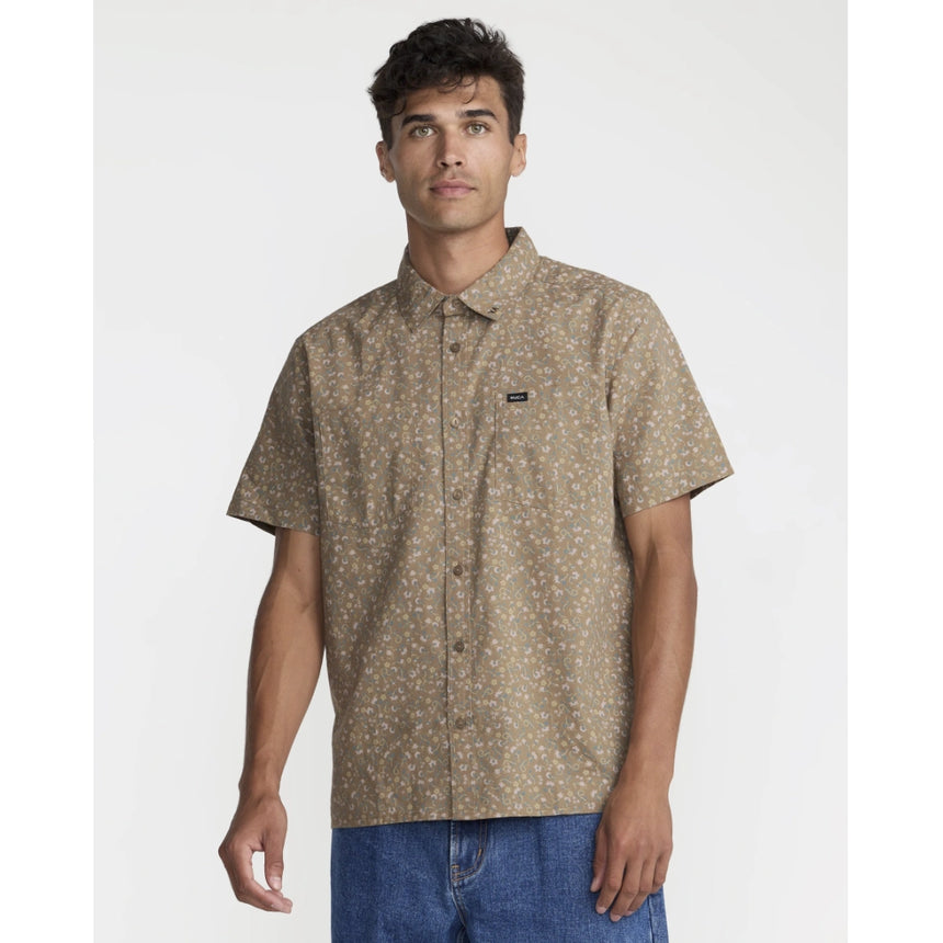 RVCA RVCA Men's Breezy Short Sleeve Shirt - Coyote Coyote S Mens Button Up Short Sleeve Shirts