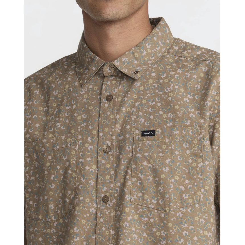 RVCA RVCA Men's Breezy Short Sleeve Shirt - Coyote Coyote S Mens Button Up Short Sleeve Shirts
