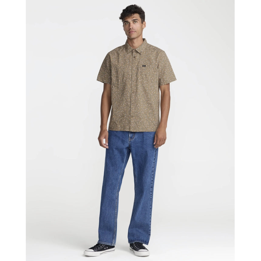 RVCA RVCA Men's Breezy Short Sleeve Shirt - Coyote Coyote S Mens Button Up Short Sleeve Shirts