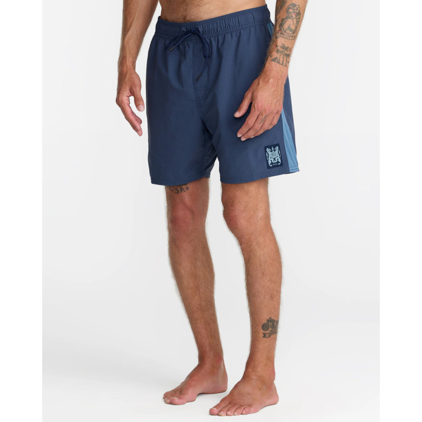 RVCA RVCA Men's Crest Elastic 17" Swim Short - Moody Blue Moody Blue S Mens Elastic Casual Trunks