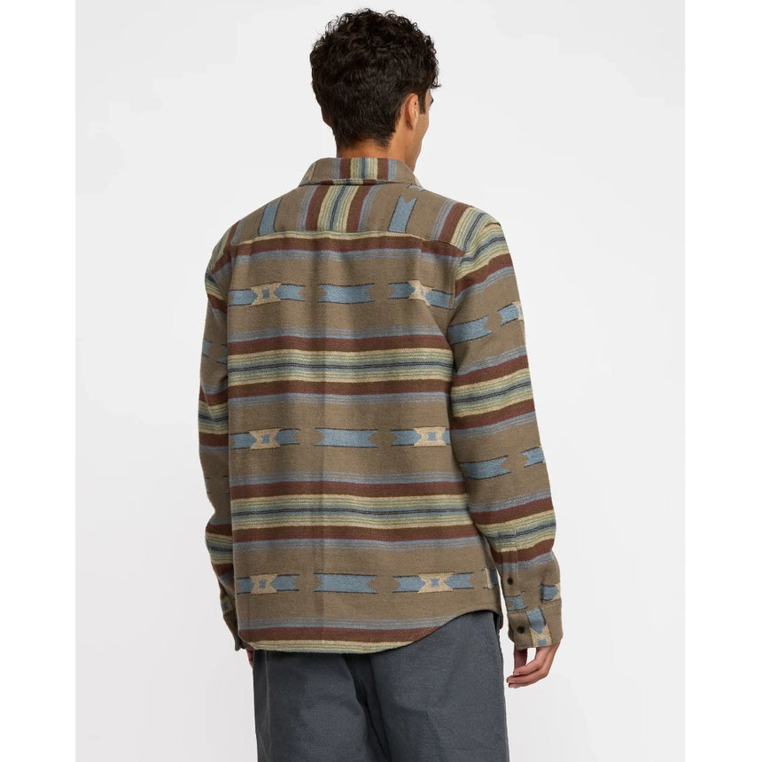 RVCA RVCA Men's Dayshift Blanket Flannel Long Sleeve Shirt - Mushroom Mushroom M Mens Button Up Long Sleeve Shirts