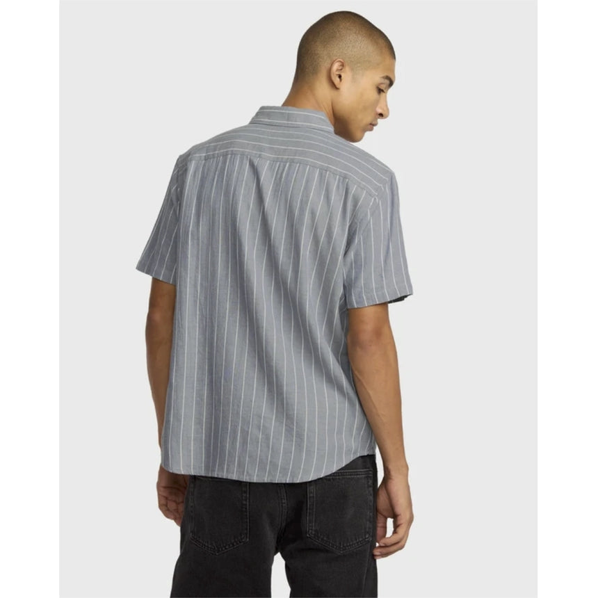 RVCA RVCA Men's Dayshift Stripe II Short Sleeve Shirt - Chambray Chambray S Mens Button Up Short Sleeve Shirts