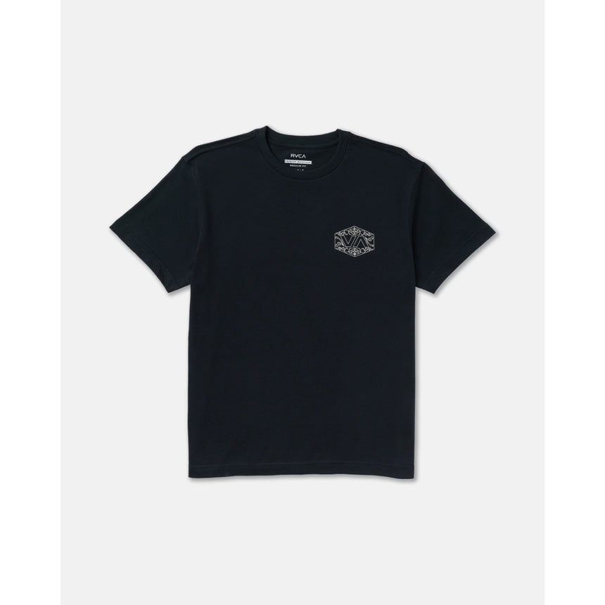 RVCA RVCA Men's Hex Filigre Short Sleeve Shirt - Black Black M Mens T-Shirts