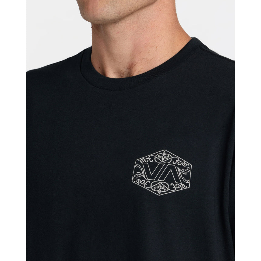 RVCA RVCA Men's Hex Filigre Short Sleeve Shirt - Black Black M Mens T-Shirts