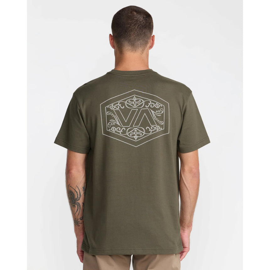 RVCA RVCA Men's Hex Filigre Short Sleeve Shirt - Fatigue Fatigue S Mens T-Shirts