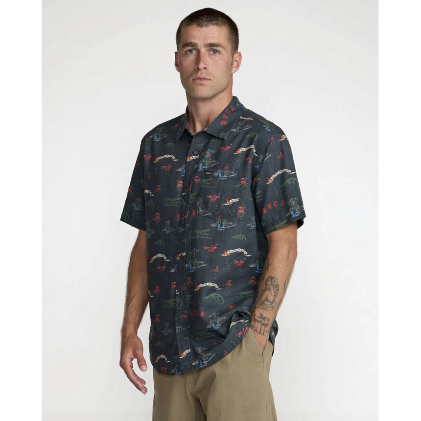 RVCA RVCA Men's Reception Short Sleeve Shirt - Multi Multi S Mens Button Up Short Sleeve Shirts