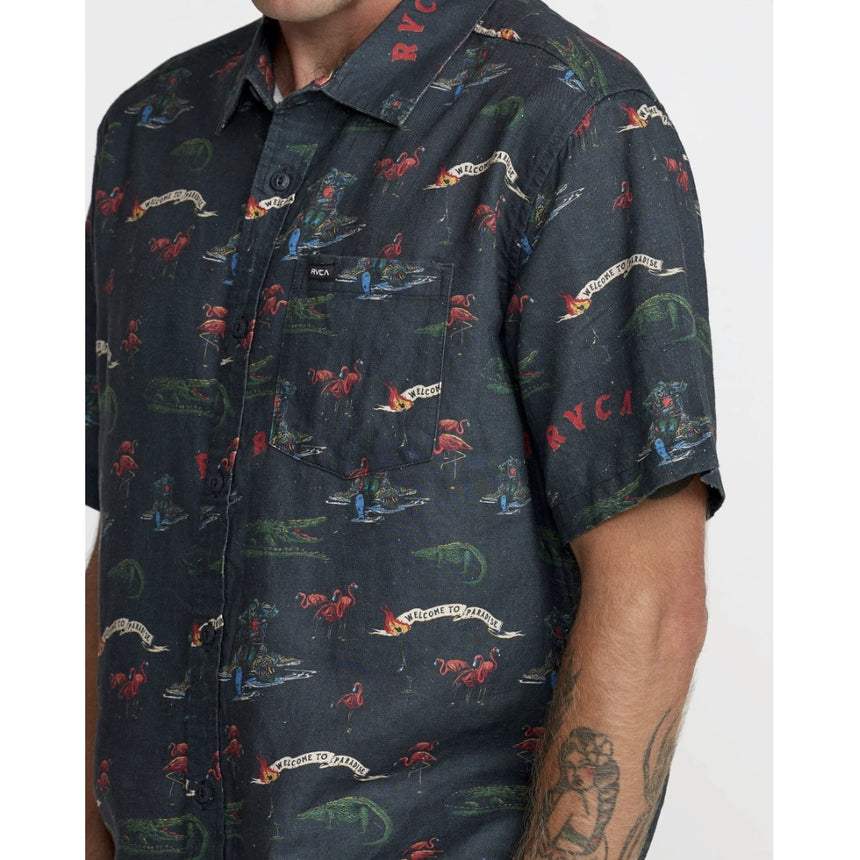 RVCA RVCA Men's Reception Short Sleeve Shirt - Multi Multi S Mens Button Up Short Sleeve Shirts