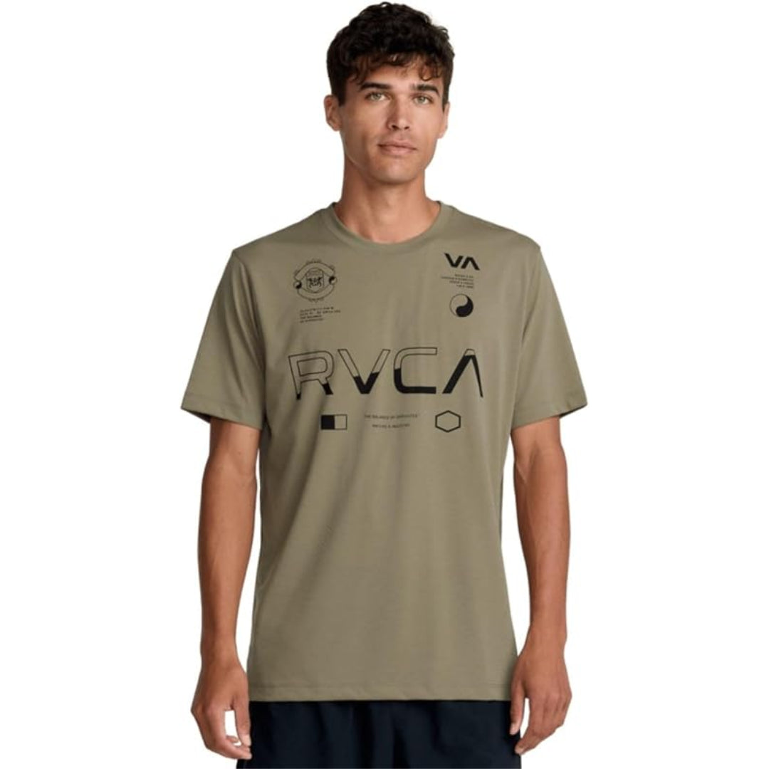 RVCA RVCA Men's Split All Over Short Sleeve Shirt - Covert Green Covert Green S Mens T-Shirts