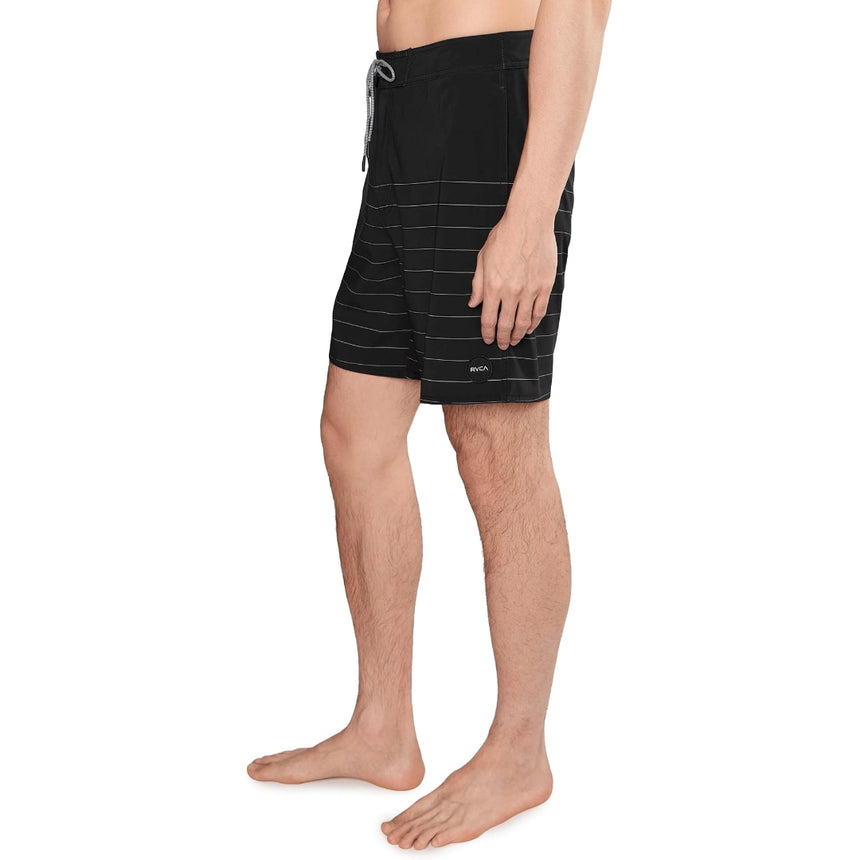 RVCA RVCA Men's Steady Stripe Swim Trunk - Black Black 28 Mens Board Shorts