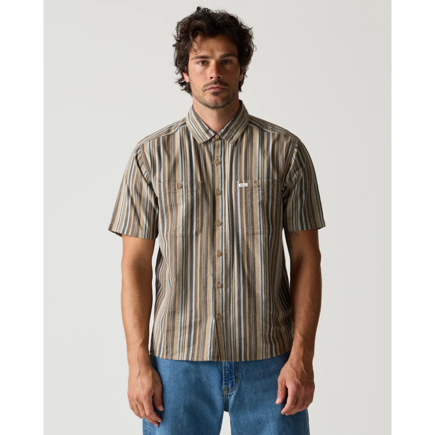 RVCA RVCA Men's Talum Short Sleeve Shirt - Blue Blue S Mens Button Up Short Sleeve Shirts