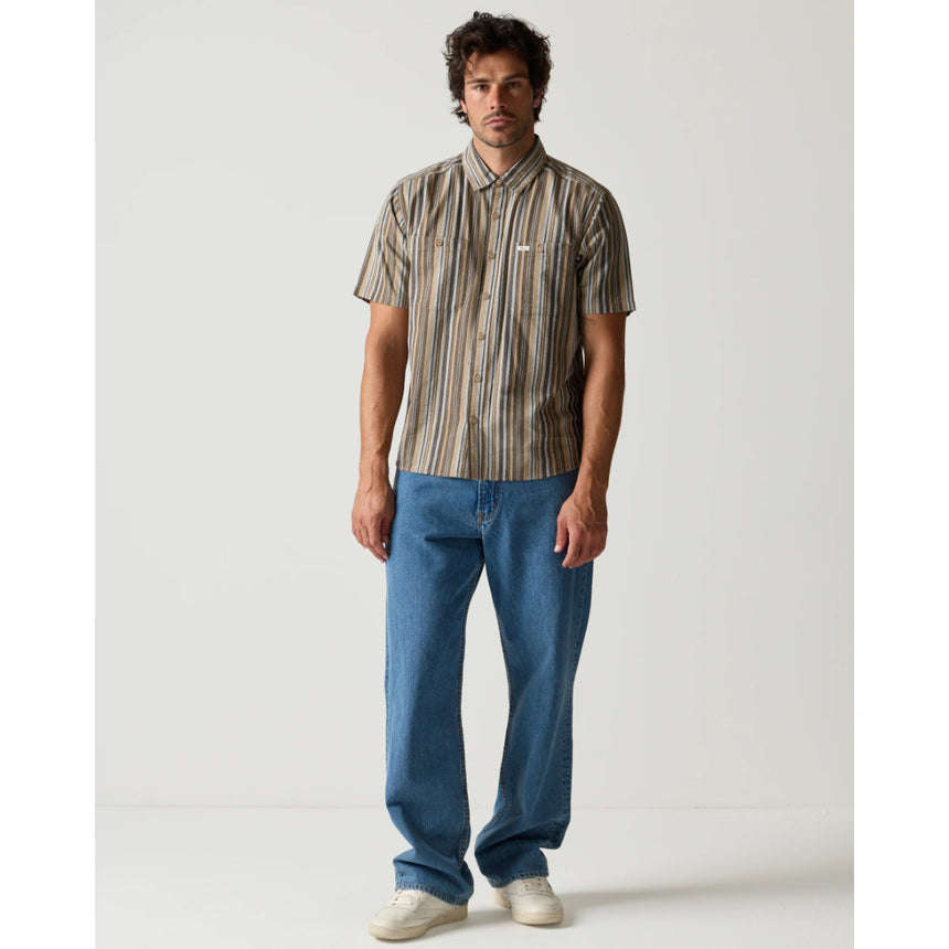 RVCA RVCA Men's Talum Short Sleeve Shirt - Blue Blue S Mens Button Up Short Sleeve Shirts