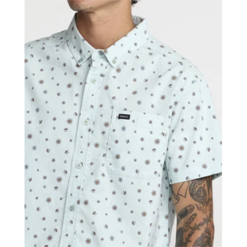 RVCA RVCA Men's That'll Do Print Short Sleeve - Blue Haze Blue Haze S Mens Button Up Short Sleeve Shirts