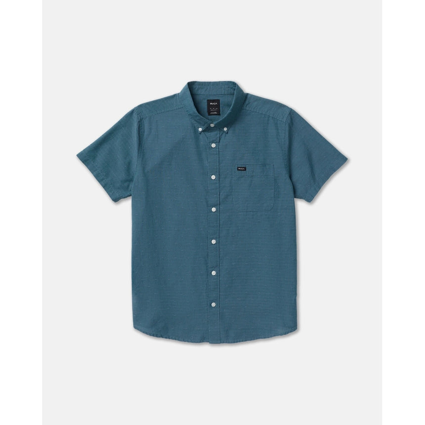 RVCA RVCA Men's Thatll Do Dobby Short Sleeve Shirt - Atlantic Atlantic S Mens Button Up Short Sleeve Shirts