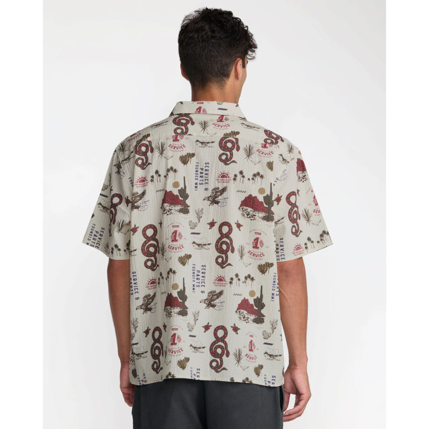 RVCA RVCA Men's Wasteland Short Sleeve Shirt - Natural Natural S Mens Button Up Short Sleeve Shirts