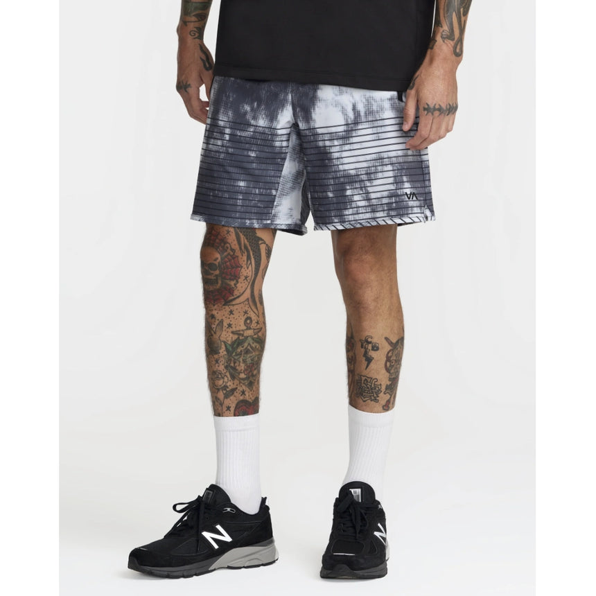 RVCA RVCA Men's Yogger Stretch 17" Athletic Short - Black Blur Black Blur S Mens Elastic Swim Trunks