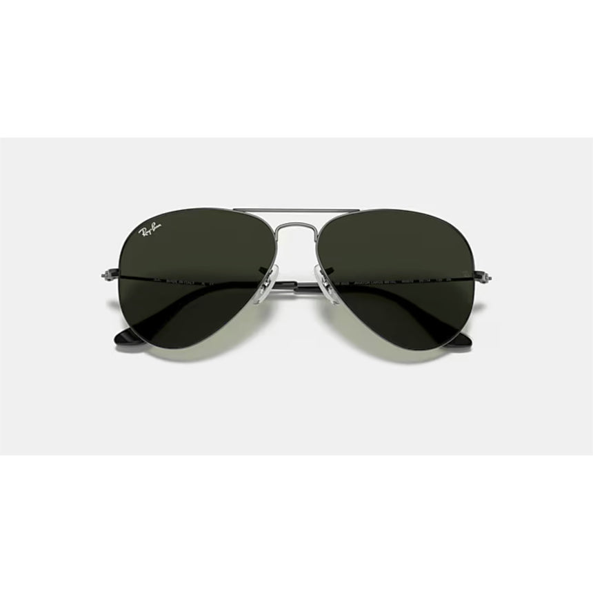 Ray Ban Ray Ban Aviator Classic Large Gunmetal G-15 Green Mens Sunglasses Lifestyle