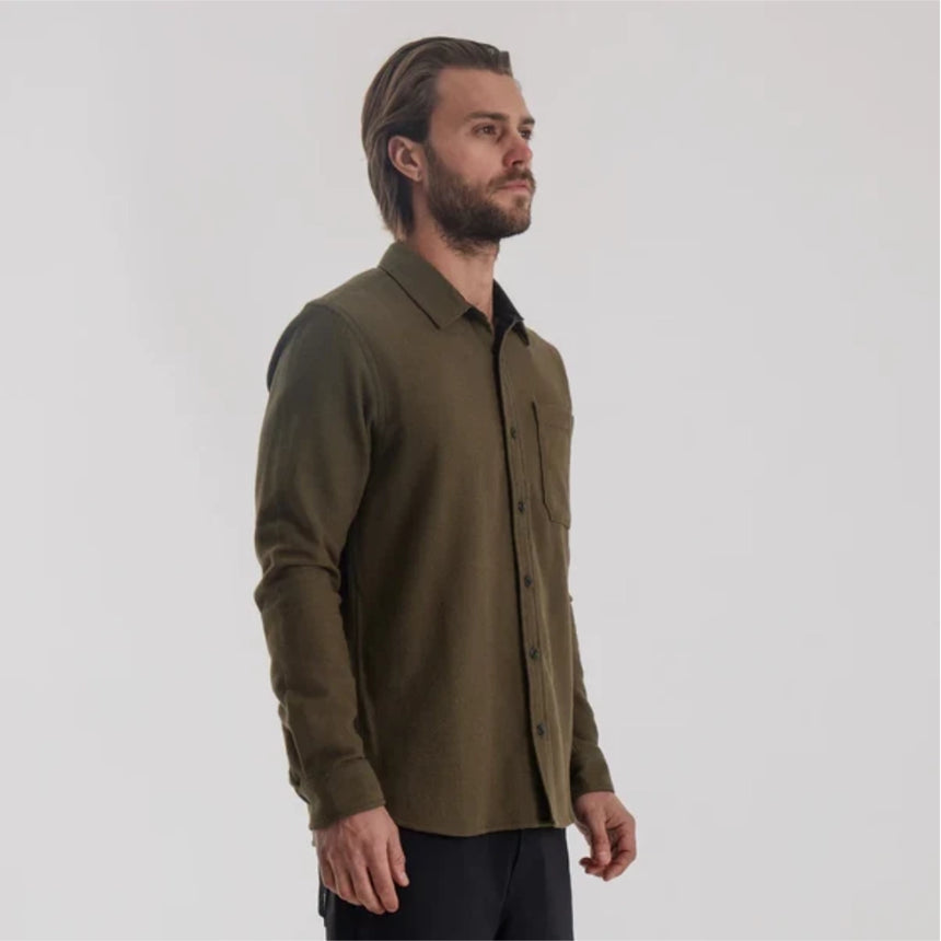 Roark Roark Men's Crossroads Organic Cotton Flannel - Dark Military Dark Military M Mens Flannel Long Sleeve Shirts